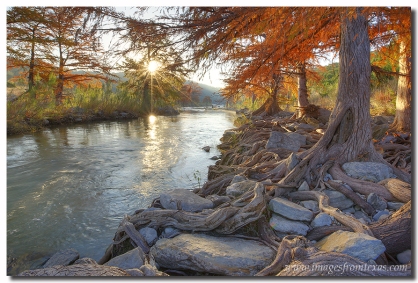 The Texas Hill Country is beautiful in the fall. This sunrise image comes from Pedernales Falls State Park in mid-November.